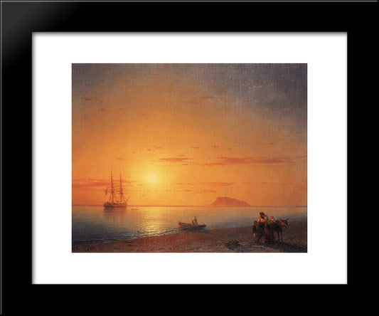 Sea Coast. Farewell 20x24 Black Modern Wood Framed Art Print Poster by Aivazovsky, Ivan