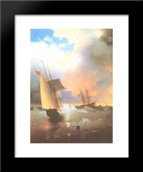 Sailing Ship 20x24 Black Modern Wood Framed Art Print Poster by Aivazovsky, Ivan