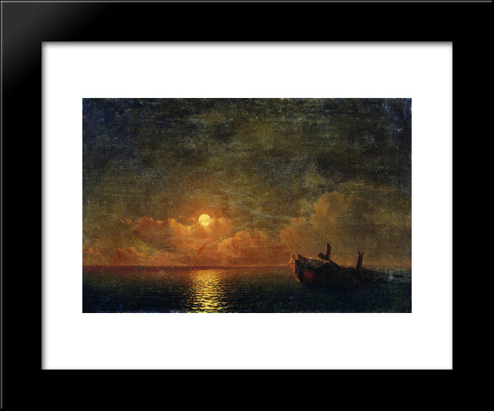Moonlit Night. Wrecked Ship 20x24 Black Modern Wood Framed Art Print Poster by Aivazovsky, Ivan