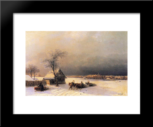 Moscow In Winter From The Sparrow Hills 20x24 Black Modern Wood Framed Art Print Poster by Aivazovsky, Ivan