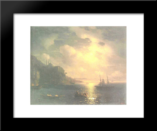 The Bay Golden Horn In Istanbul 20x24 Black Modern Wood Framed Art Print Poster by Aivazovsky, Ivan