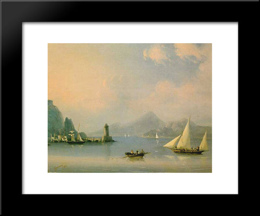Sea Channel With Lighthouse 20x24 Black Modern Wood Framed Art Print Poster by Aivazovsky, Ivan