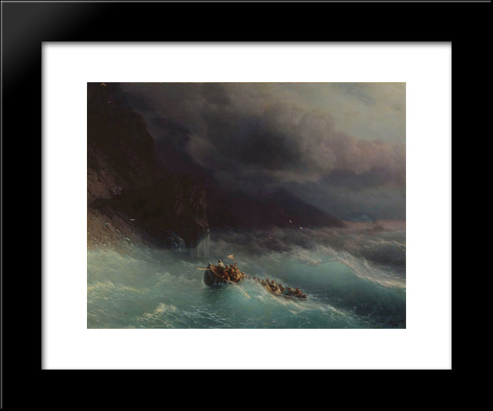 The Shipwreck On Black Sea 20x24 Black Modern Wood Framed Art Print Poster by Aivazovsky, Ivan