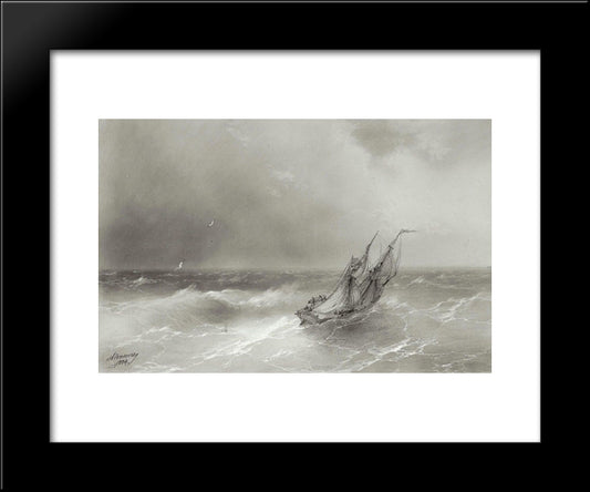High Seas 20x24 Black Modern Wood Framed Art Print Poster by Aivazovsky, Ivan