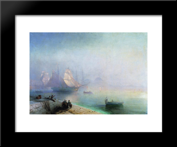 The Bay Of Naples On Misty Morning 20x24 Black Modern Wood Framed Art Print Poster by Aivazovsky, Ivan