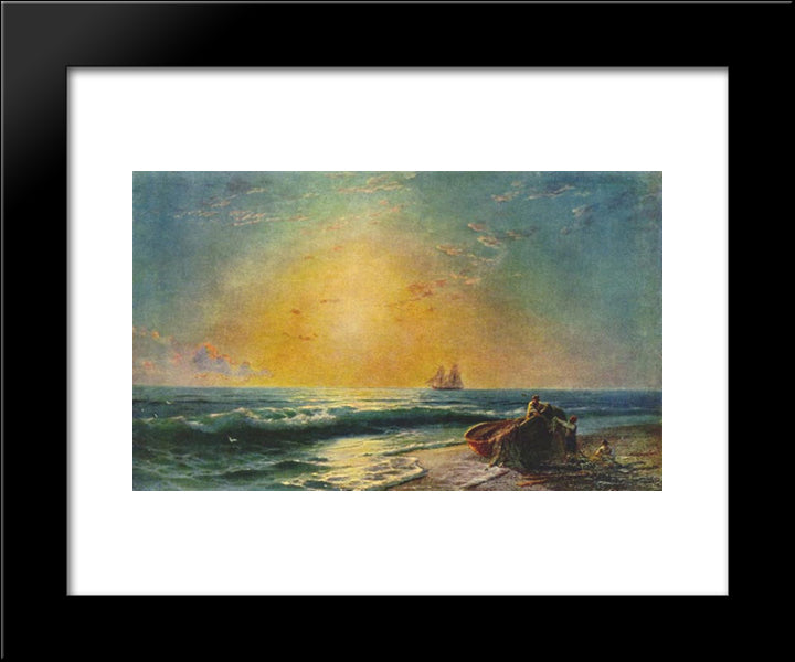 The Sunrize 20x24 Black Modern Wood Framed Art Print Poster by Aivazovsky, Ivan