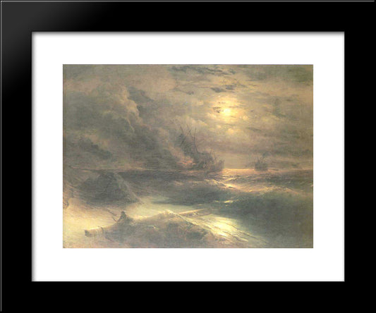 Cristofor Columb 20x24 Black Modern Wood Framed Art Print Poster by Aivazovsky, Ivan