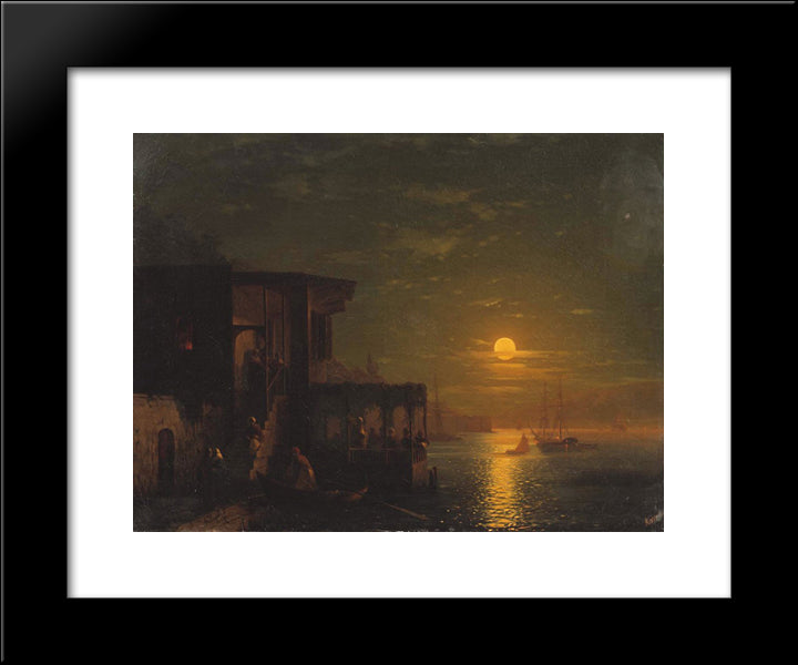Lunar Night At The Sea 20x24 Black Modern Wood Framed Art Print Poster by Aivazovsky, Ivan