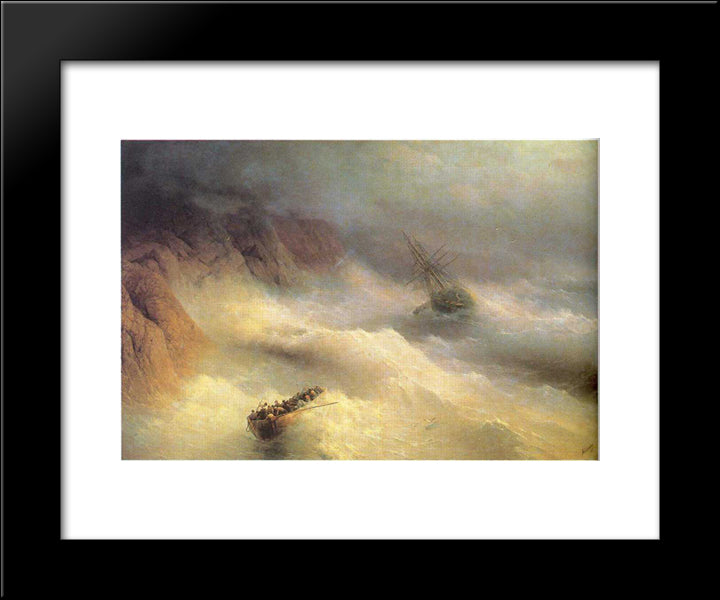Tempest By Cape Aiya 20x24 Black Modern Wood Framed Art Print Poster by Aivazovsky, Ivan