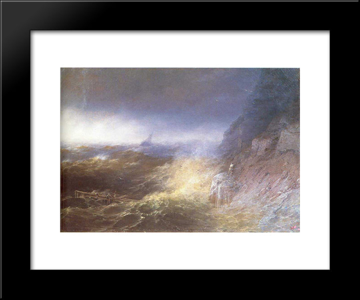 Tempest On The Black Sea 20x24 Black Modern Wood Framed Art Print Poster by Aivazovsky, Ivan