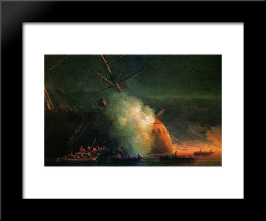 Mine Attack 20x24 Black Modern Wood Framed Art Print Poster by Aivazovsky, Ivan