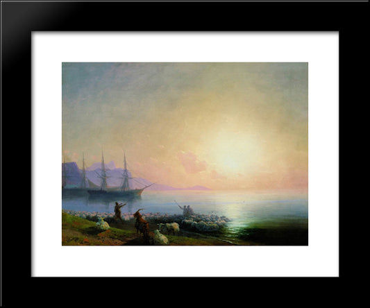 Sheepdip 20x24 Black Modern Wood Framed Art Print Poster by Aivazovsky, Ivan