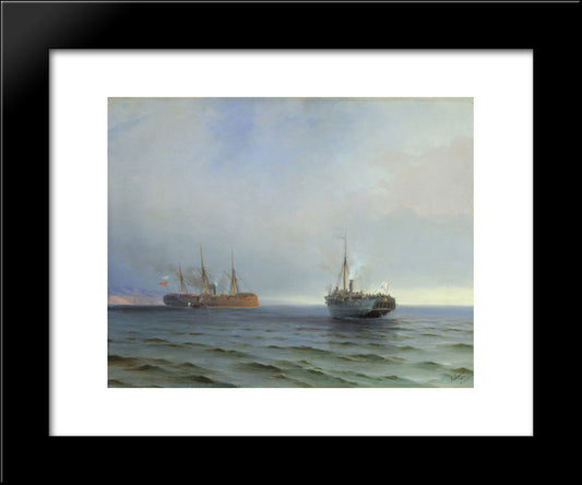 The Capture Of Turkish Nave On Black Sea 20x24 Black Modern Wood Framed Art Print Poster by Aivazovsky, Ivan