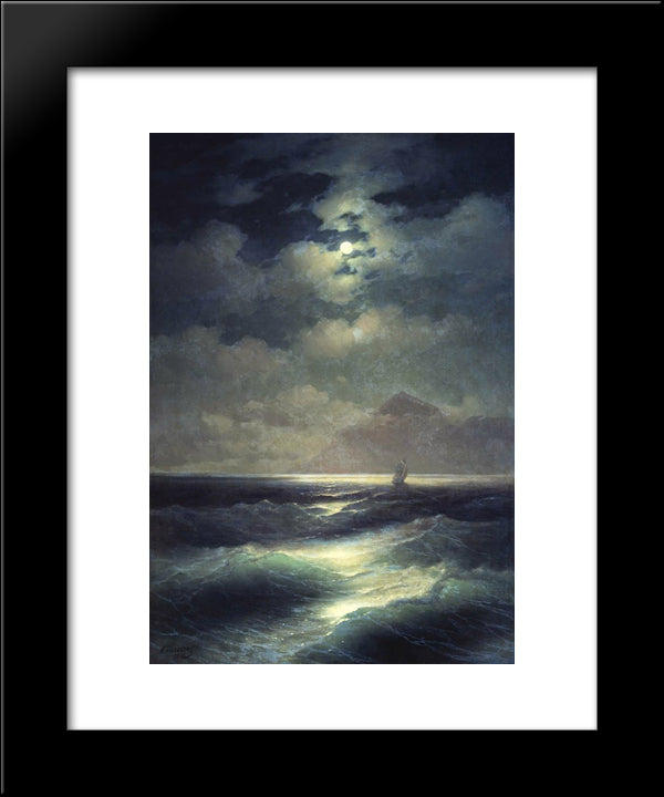 Sea View By Moonlight 20x24 Black Modern Wood Framed Art Print Poster by Aivazovsky, Ivan