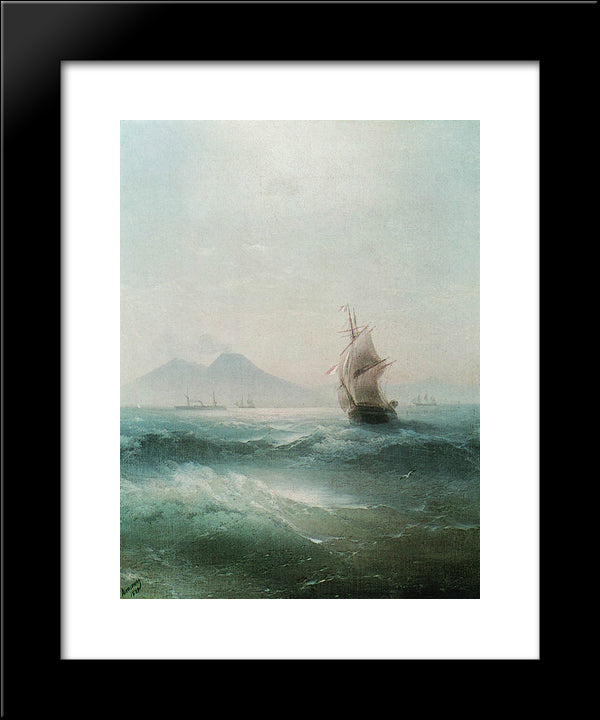 The Bay Of Naples. View Of Vesuvius 20x24 Black Modern Wood Framed Art Print Poster by Aivazovsky, Ivan