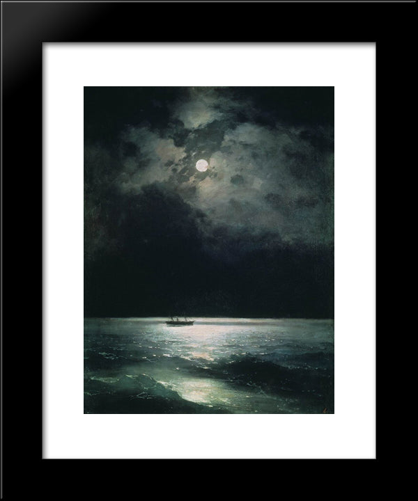 The Black Sea At Night 20x24 Black Modern Wood Framed Art Print Poster by Aivazovsky, Ivan