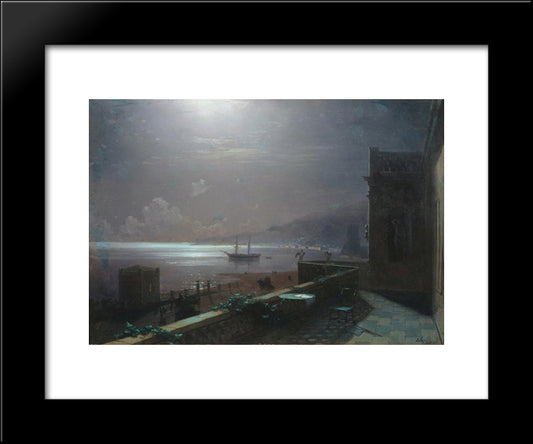 Moonlight In Feodosia 20x24 Black Modern Wood Framed Art Print Poster by Aivazovsky, Ivan