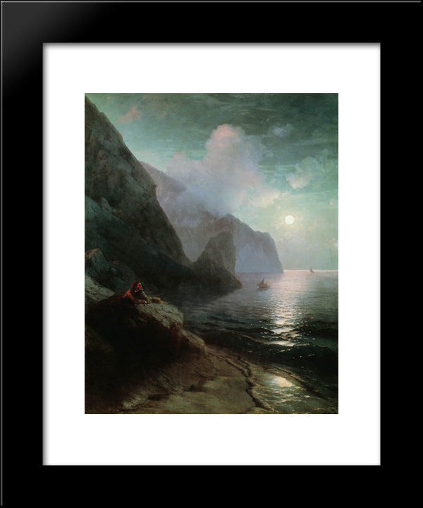 Pushkin In Gurzuf 20x24 Black Modern Wood Framed Art Print Poster by Aivazovsky, Ivan
