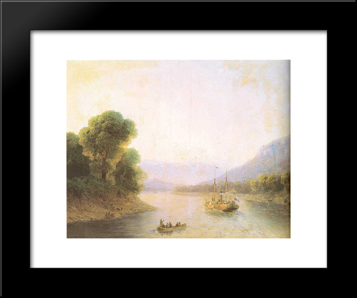 River Rioni. Georgia 20x24 Black Modern Wood Framed Art Print Poster by Aivazovsky, Ivan