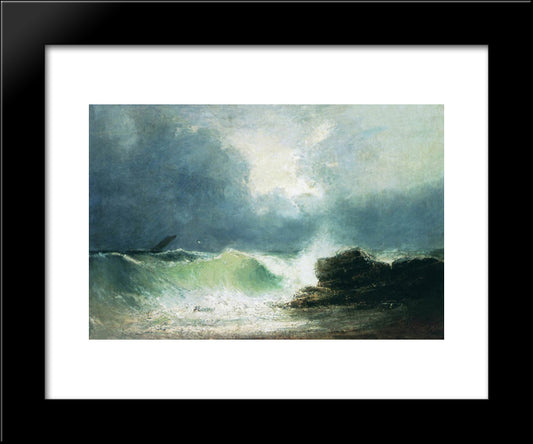 Sea Coast. Wave 20x24 Black Modern Wood Framed Art Print Poster by Aivazovsky, Ivan