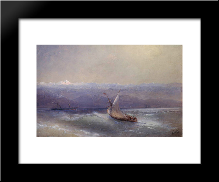 Sea On The Mountains Background 20x24 Black Modern Wood Framed Art Print Poster by Aivazovsky, Ivan