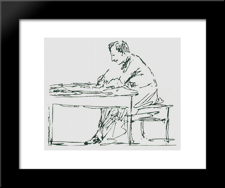 Self-Portrait 20x24 Black Modern Wood Framed Art Print Poster by Aivazovsky, Ivan