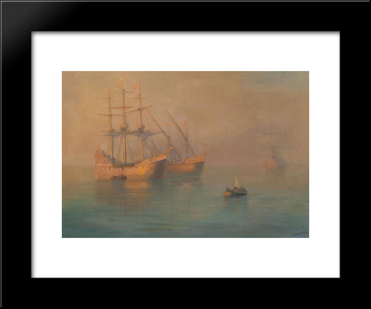 Ships Of Columbus 20x24 Black Modern Wood Framed Art Print Poster by Aivazovsky, Ivan