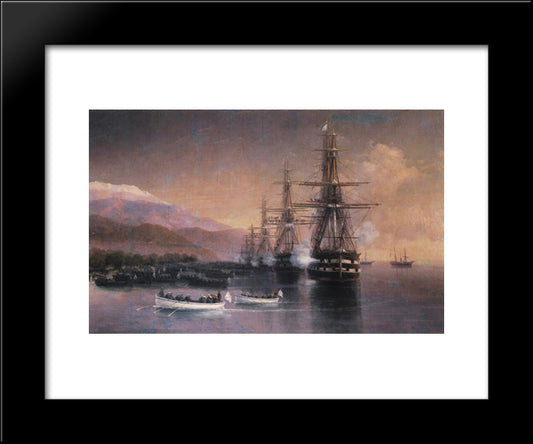 The Landing To Subashi 20x24 Black Modern Wood Framed Art Print Poster by Aivazovsky, Ivan
