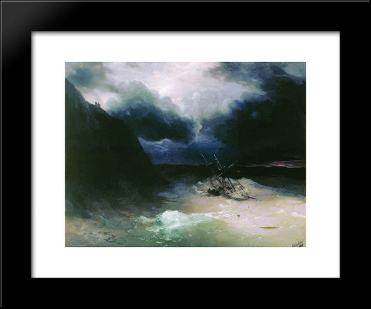 Sailing In A Storm 20x24 Black Modern Wood Framed Art Print Poster by Aivazovsky, Ivan