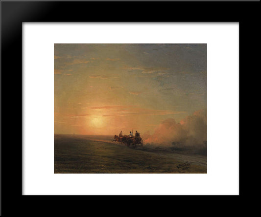 Troika In The Steppe 20x24 Black Modern Wood Framed Art Print Poster by Aivazovsky, Ivan