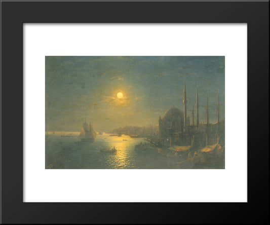 Moonlit View Of The Bosphorus 20x24 Black Modern Wood Framed Art Print Poster by Aivazovsky, Ivan