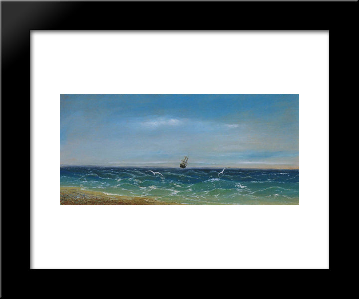 Sailing In The Sea 20x24 Black Modern Wood Framed Art Print Poster by Aivazovsky, Ivan