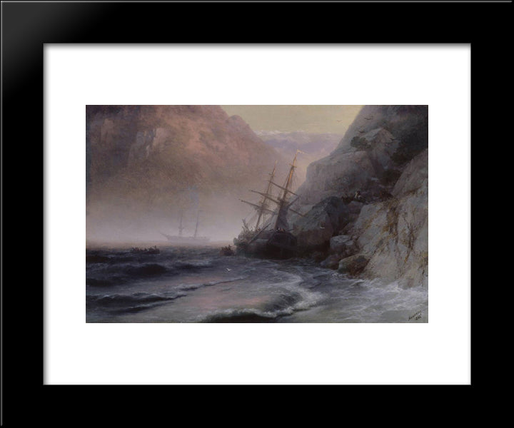 Smugglers 20x24 Black Modern Wood Framed Art Print Poster by Aivazovsky, Ivan