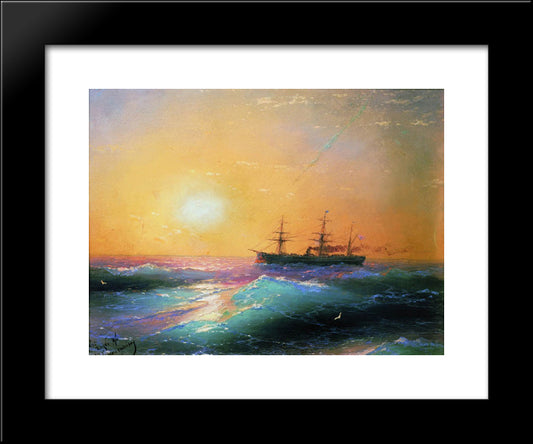 Sunset At Sea 20x24 Black Modern Wood Framed Art Print Poster by Aivazovsky, Ivan