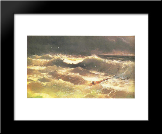 Tempest 20x24 Black Modern Wood Framed Art Print Poster by Aivazovsky, Ivan