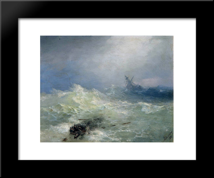 The Tempest 20x24 Black Modern Wood Framed Art Print Poster by Aivazovsky, Ivan