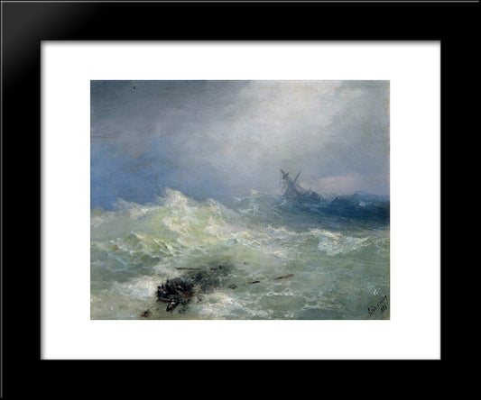 The Tempest 20x24 Black Modern Wood Framed Art Print Poster by Aivazovsky, Ivan