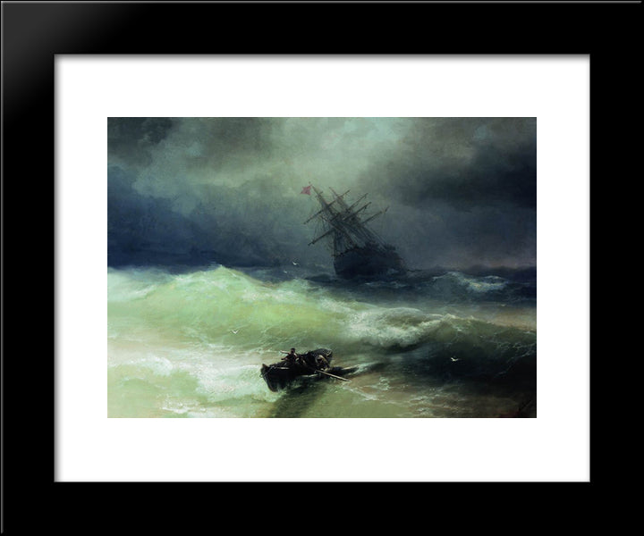The Tempest 20x24 Black Modern Wood Framed Art Print Poster by Aivazovsky, Ivan