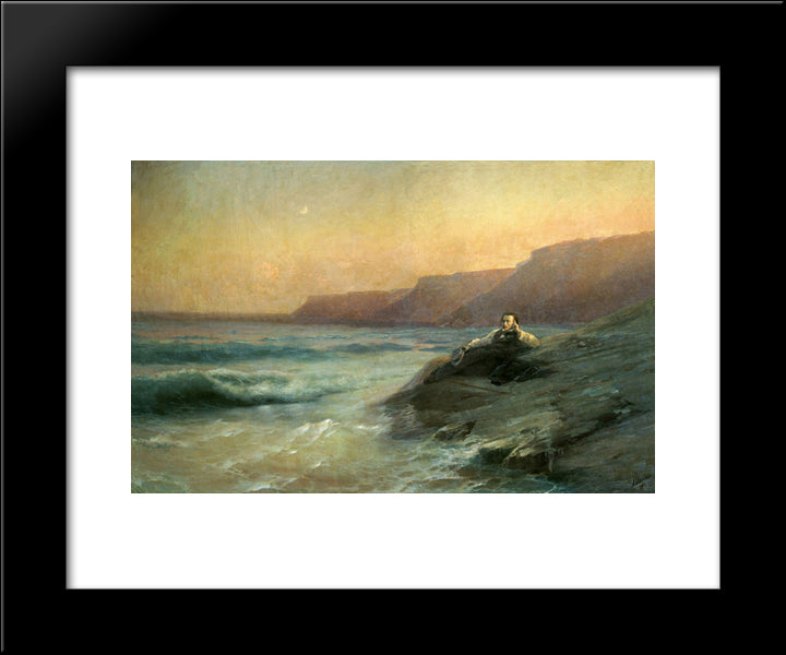 Pushkin On The Coast Black Sea 20x24 Black Modern Wood Framed Art Print Poster by Aivazovsky, Ivan