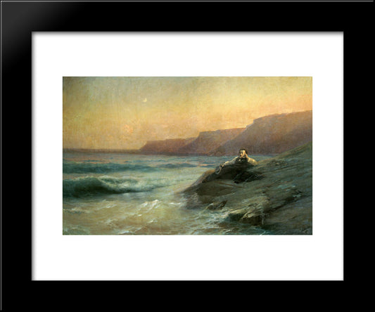 Pushkin On The Coast Black Sea 20x24 Black Modern Wood Framed Art Print Poster by Aivazovsky, Ivan