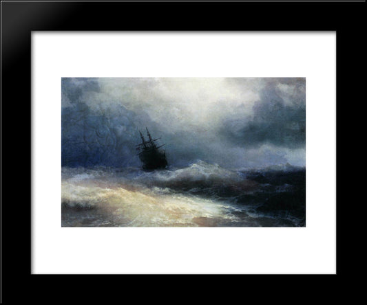 Ship In A Storm 20x24 Black Modern Wood Framed Art Print Poster by Aivazovsky, Ivan