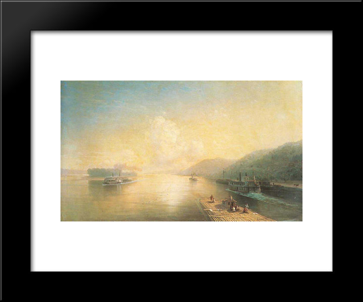 Volga Near Zhigulevskie Hill 20x24 Black Modern Wood Framed Art Print Poster by Aivazovsky, Ivan