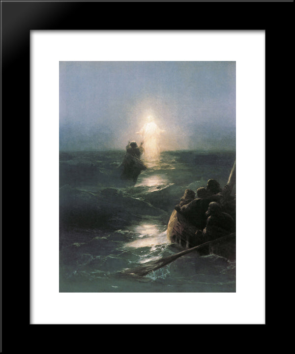Jesus Walks On Water 20x24 Black Modern Wood Framed Art Print Poster by Aivazovsky, Ivan