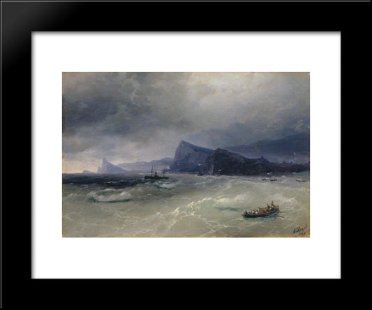 Sea. Rocks 20x24 Black Modern Wood Framed Art Print Poster by Aivazovsky, Ivan