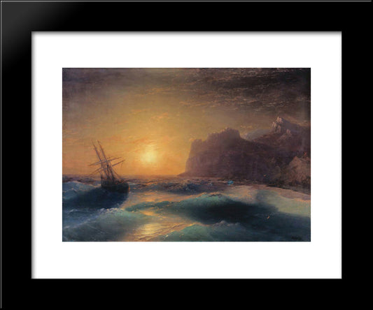 Seascape. Koktebel. 20x24 Black Modern Wood Framed Art Print Poster by Aivazovsky, Ivan
