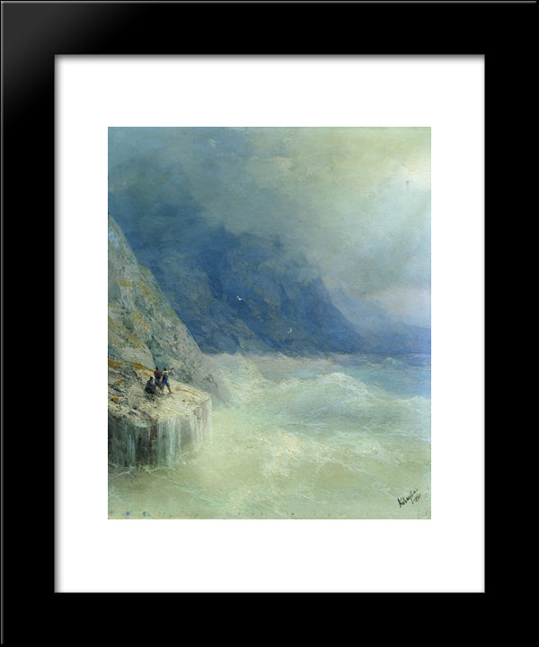 Rocks In The Mist 20x24 Black Modern Wood Framed Art Print Poster by Aivazovsky, Ivan