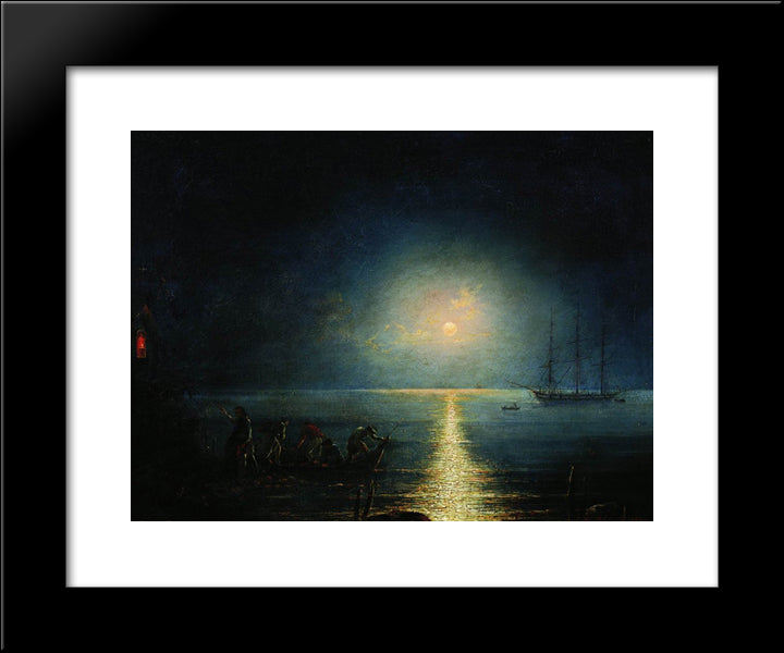 Smugglers 20x24 Black Modern Wood Framed Art Print Poster by Aivazovsky, Ivan