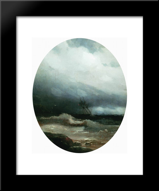 Ship In A Storm 20x24 Black Modern Wood Framed Art Print Poster by Aivazovsky, Ivan