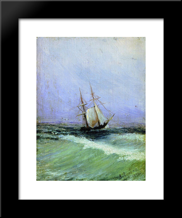 Marina 20x24 Black Modern Wood Framed Art Print Poster by Aivazovsky, Ivan