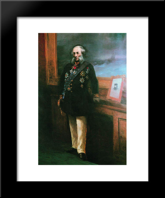 Self-Portrait 20x24 Black Modern Wood Framed Art Print Poster by Aivazovsky, Ivan